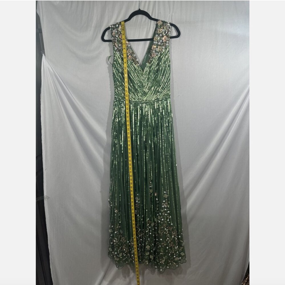NWT$798 Mac Duggal [ 8 ] Sequin Floral Embellished‎ Evening Gown Sage Green Q728 - Picture 8 of 16